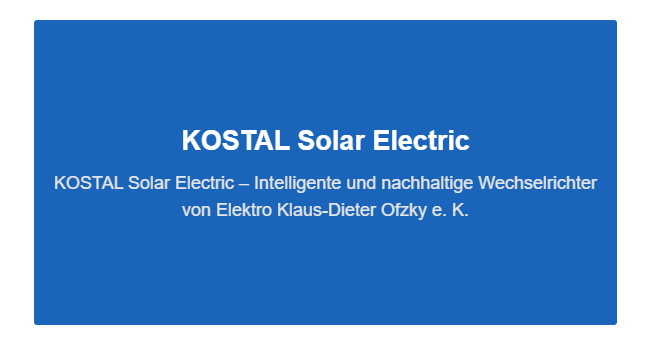 KOSTAL Solar Electric für 72296 Schopfloch